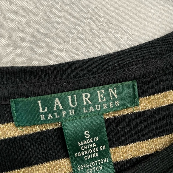 Ralph Lauren black with gold stripes women’s top long sleeves. - Picture 3 of 3